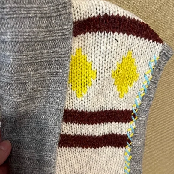 Free People xs Lambswool Aztec Tribal Knit Cardigan Sweater maxi vest - Picture 8 of 11